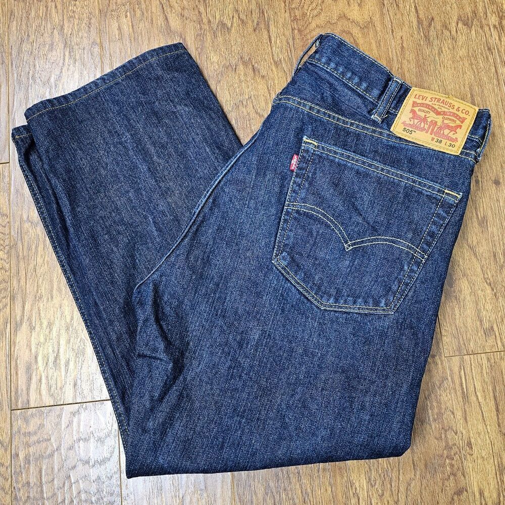Levi Strauss & Co 505 Dark Wash Mid Rise Straight Men's Jeans Size 38 X 30 - Picture 4 of 7